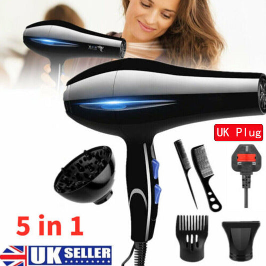 5 in 1 Professional Style 2000W Hair Dryer with Diffuser & Nozzle Salon Styler