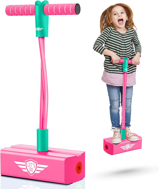 Girls Boys Toys Age 3 4 5 6 7 8 9 10 11 12, Foam Pogo Jumper Toys for 3-12 Year Old Girls Boys Indoor Toys 3-12 Year Old Girls Boys Gifts Jumperoo Toys for Autistic Children Rose Red