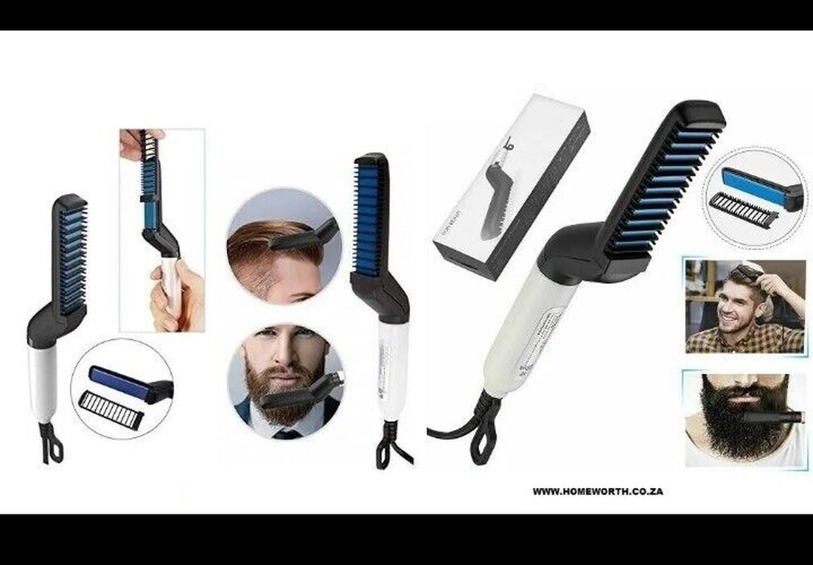 Beard Straightener Brush Quick Heated Hair Styler Electric Painless Comb for Men