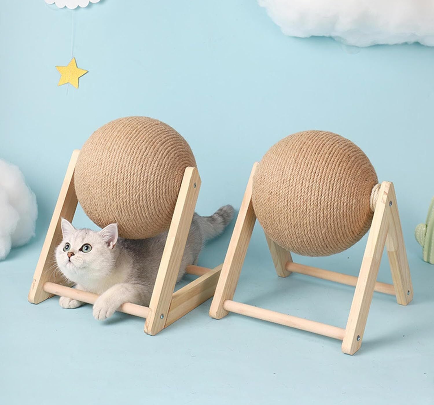 Sisal Scratching Toy Cat Scratching Post Pet Supplies Wooden Cat Scratching Ball