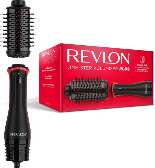 One-Step Volumiser plus (Patented Detachable Head, Ceramic Titanium Barrel, Nylon Styling Bristles with Activated Charcoal Pins, Tourmaline Ionic Technology), RVDR5298UK
