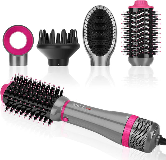 4 in 1 Hair Dryer Brush Set,  Hot Air Styler with 4 Attachments as Hairdryer, Hot Air Brush, Hair Diffuser, Hot Brush for Hair Styling, Ionic Care Frizz-Free, 1000 Watts, Gray