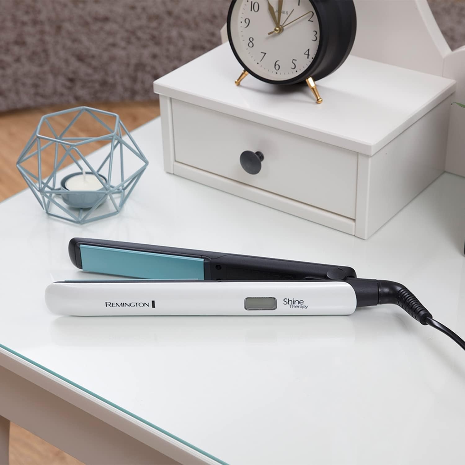 Shine Therapy Hair Straightener with Advanced Ceramic Coating Infused with Moroccan Argan Oil for Sleek & Smooth Glide, Floating Plates, Digital Display, 9 Settings 150°C–230°C, S8500