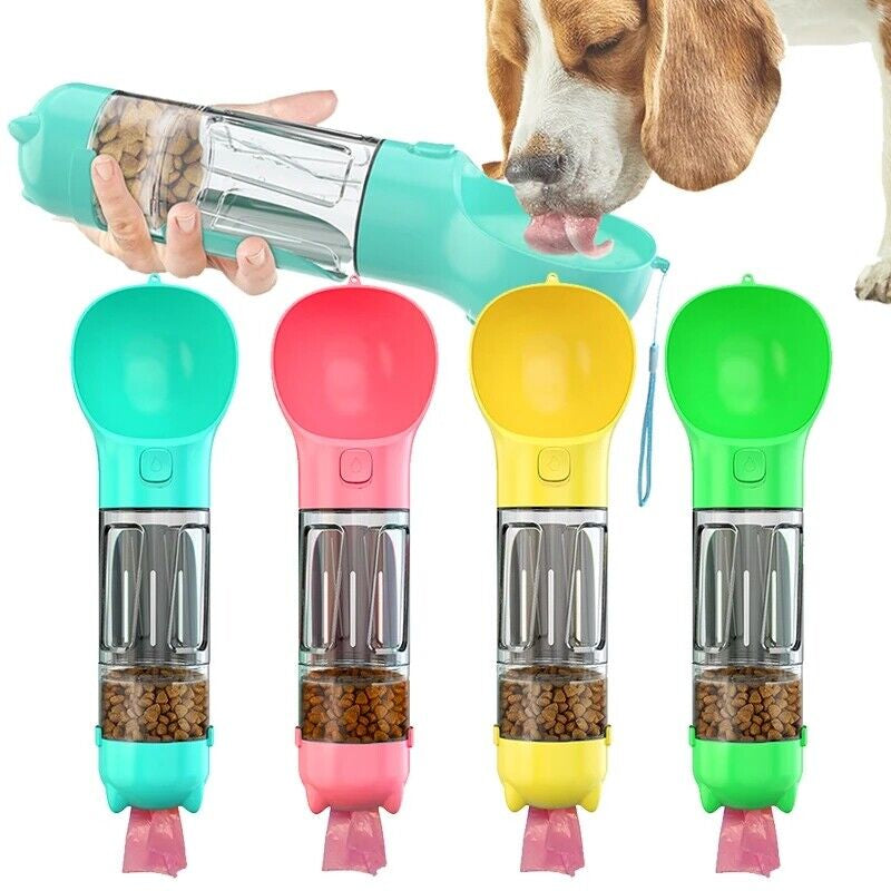 Pet Dog Water Bottle Travel Portable Drinking Water Dispenser with Poo Bags