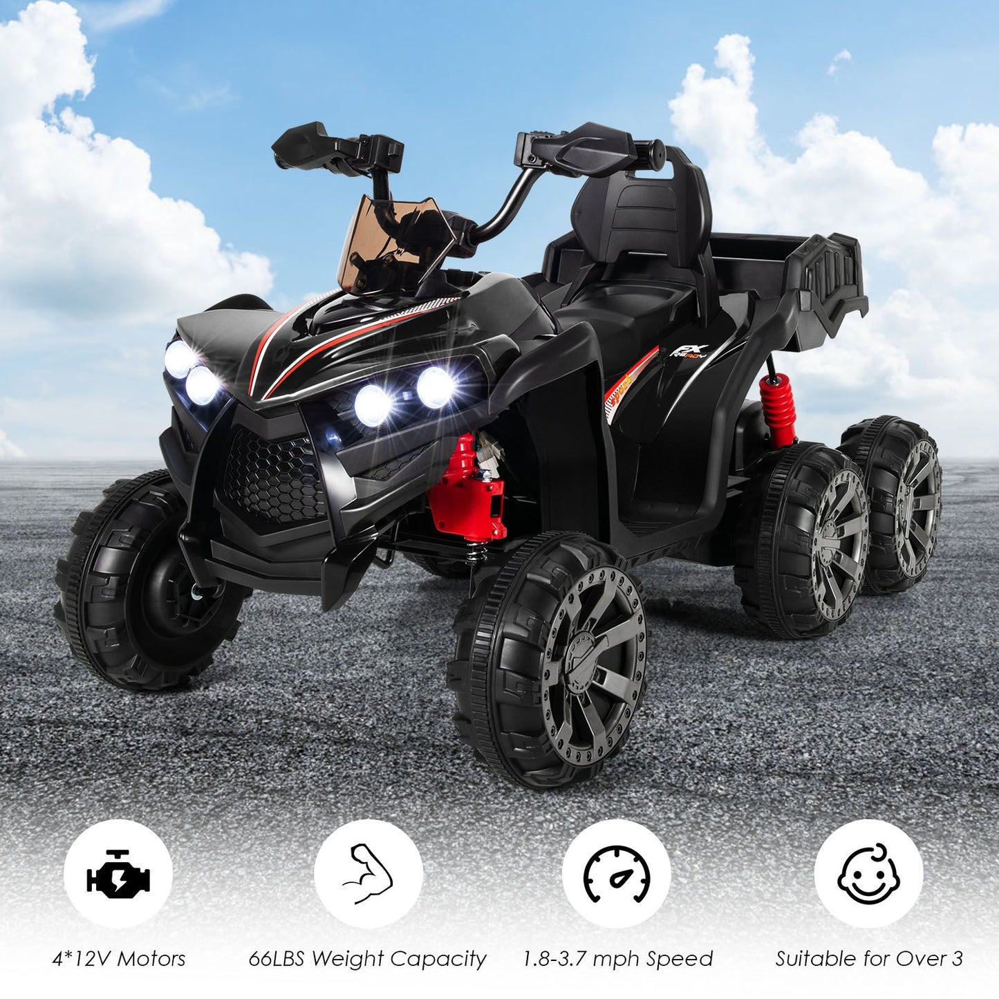 6 Wheels Kids Electric ATV with 4 Motors