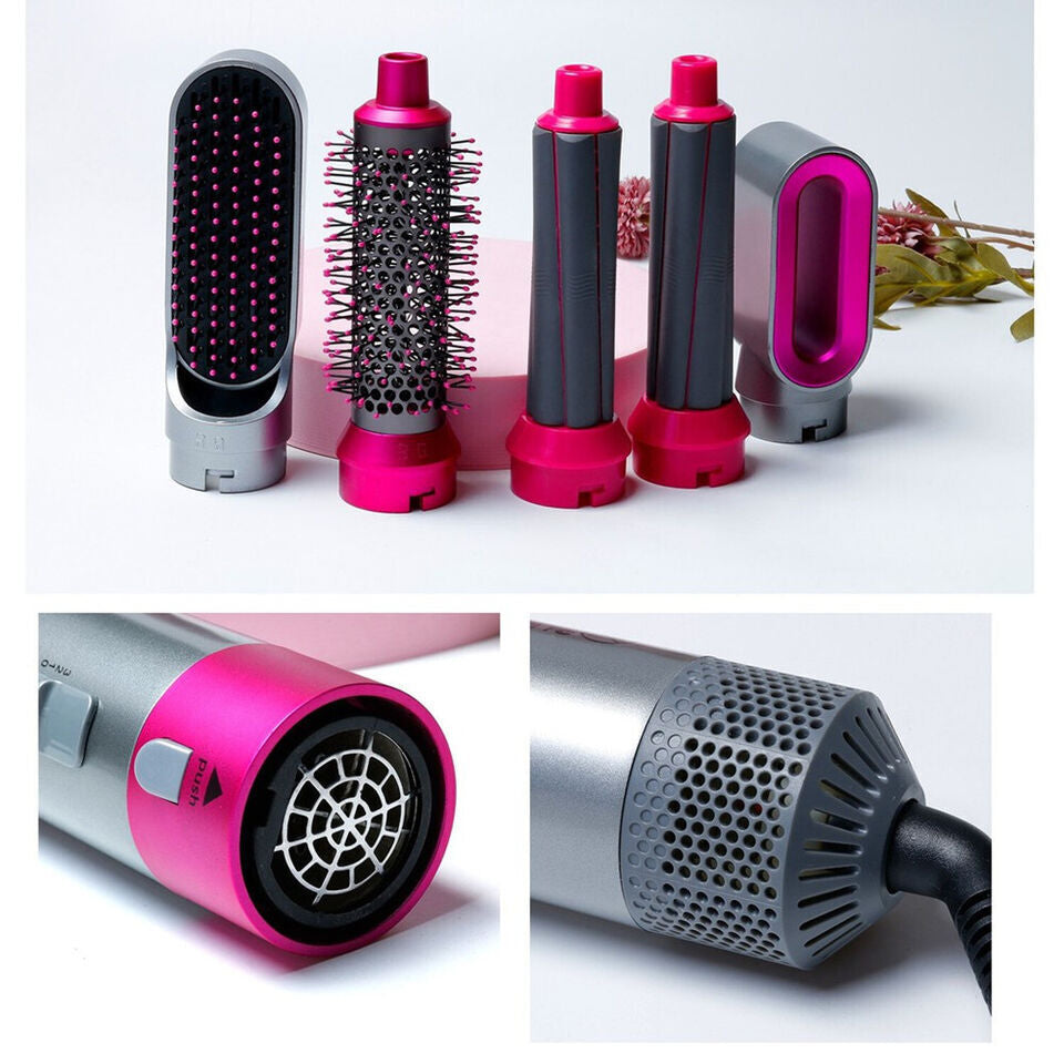 5 in 1 Electric Hair Dryer Blow Hair Curler Set Detachable Styler Hot Air Brush.