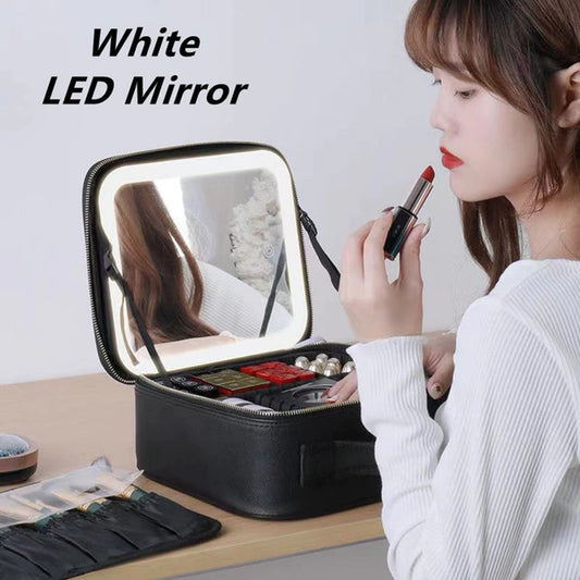 Smart LED Cosmetic Travel Makeup Bag with Mirror