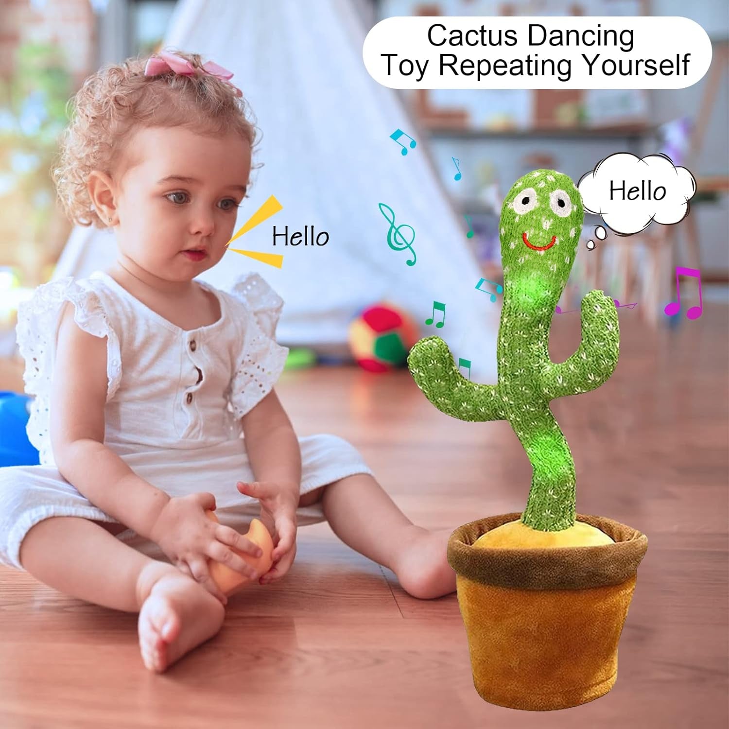 Dancing Cactus Toy Repeat What You Say, Talking Cactus Toy Singing Cactus Mimic Toy Baby Toys for Year Old Boys Girls Kids Gifts, Baby Encourage Speech Toys